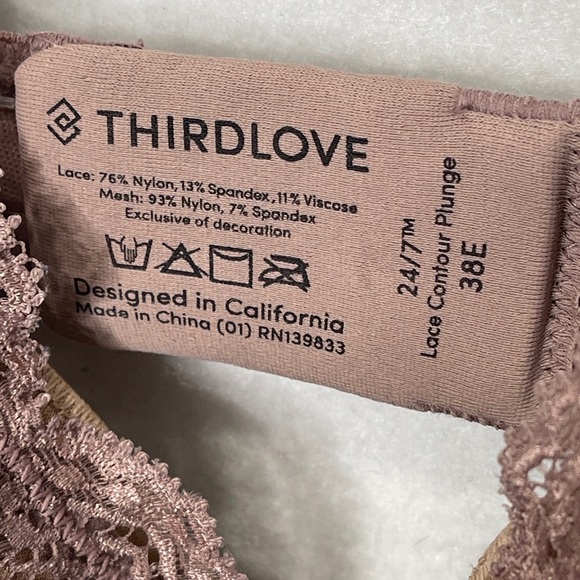 ThirdLove 24/7 Lace Contour Plunge Bra Twilight 38E - Picture 3 of 8